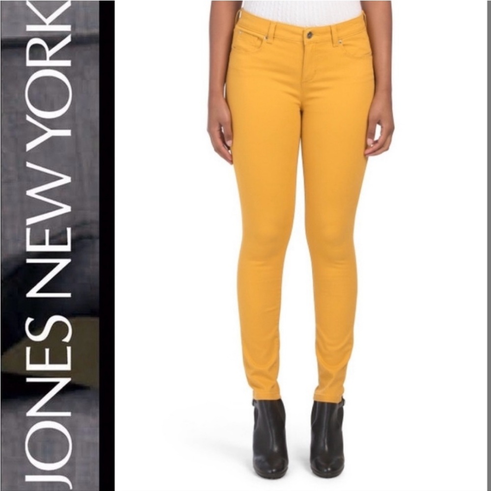 Jones New York Mustard Yellow Madison Skinny Ankle Jeans Sz 12